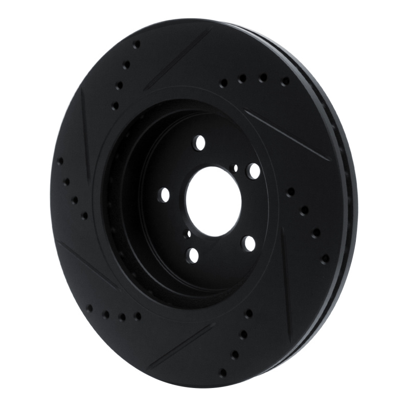 Subaru Impreza Brake Rotor (1) - Front Right - R1 Concepts - Drilled & Slotted - Black - `17-`23